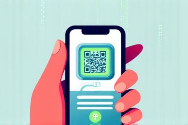 Illustration of a person using a smart ticket on a smartphone
